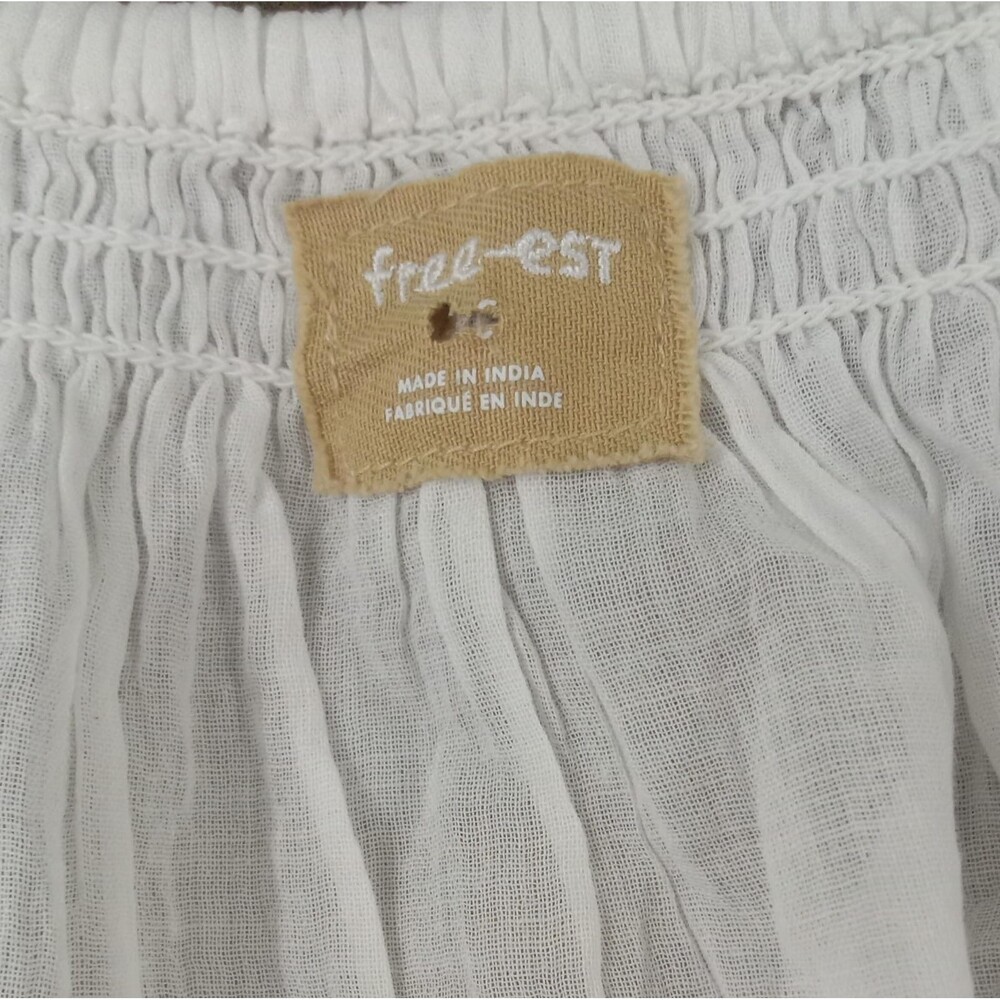 Free People Free-est Skye Blouse Cropped Top Sheer Short Sleeve Cotton S 290907 - Picture 10 of 10